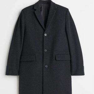 H&M Mens Wool Blend Coat - Dark Gray (Like New)